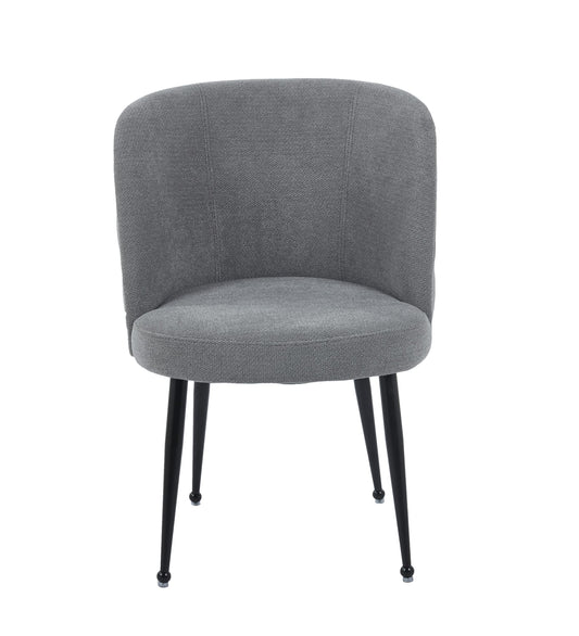 CHAISE SACHA PIEDS METAL NOIR ASSISE ANTHRACITE TISSU EFFET LIN