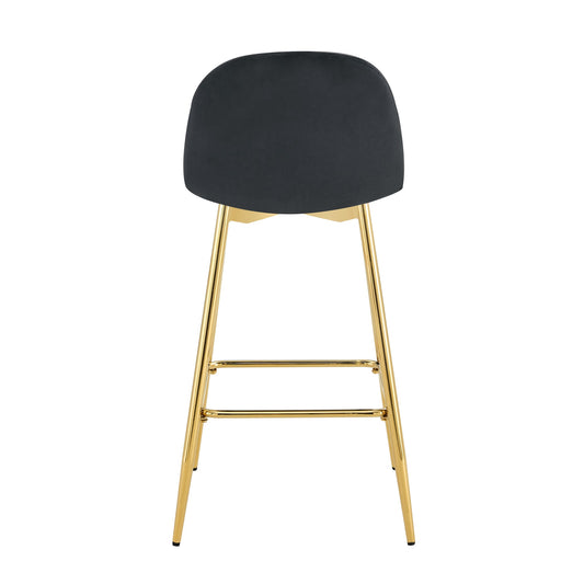 TABOURET DE BAR SCANDINAVE PIED GOLD VELOURS NOIR