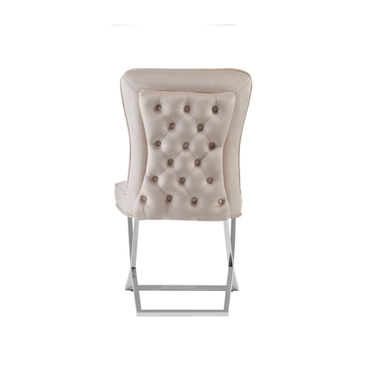 CHAISE GABRIELLE CHROME VELOURS BEIGE