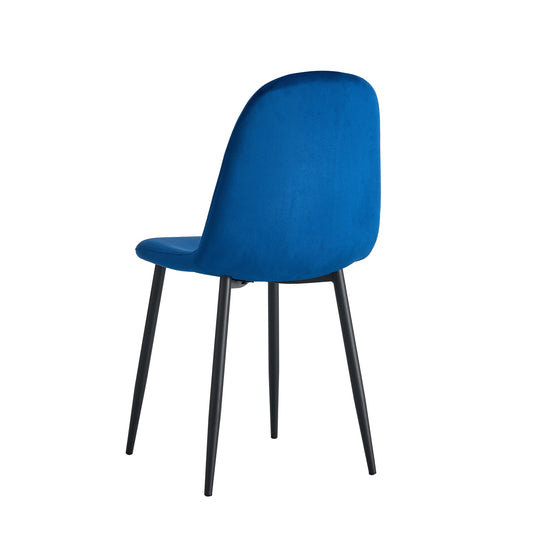 CHAISE SCANDINAVE VELOURS BLEU PIED METAL NOIR