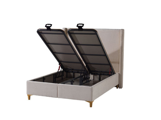 LIT COFFRE VENUS COTELE BEIGE 140X190CM