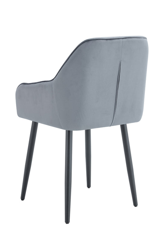 CHAISE AVEC ACCOUDOIR JADE PIEDS METAL NOIR VELOURS GRIS