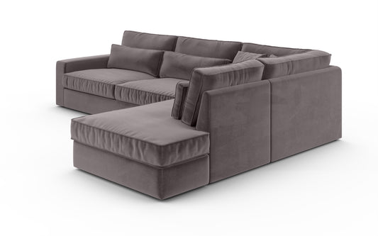 CANAPE BRISTOL ANGLE DROIT VELOURS GRIS 316x230cm