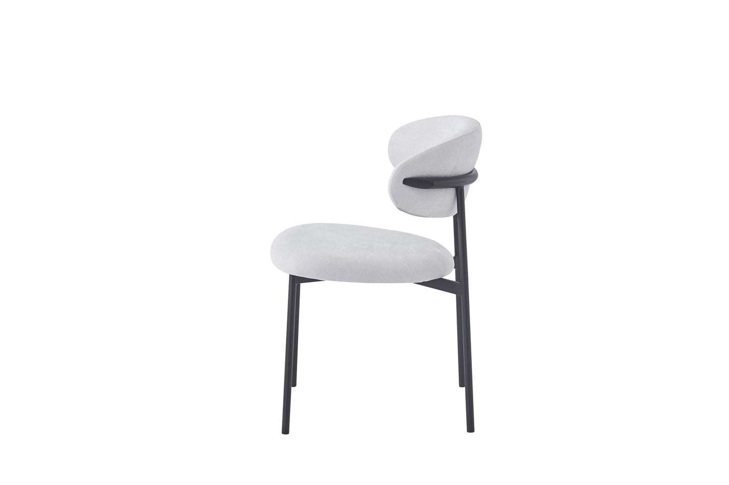 CHAISE LULU PIEDS METAL NOIR SERGE GRIS