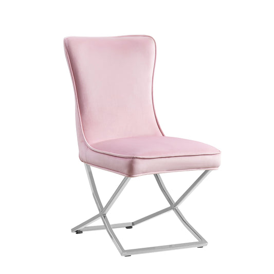CHAISE GABRIELLE CHROME VELOURS ROSE PALE