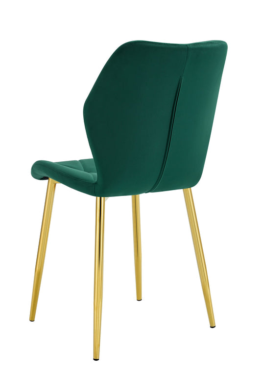 CHAISE COQUILLAGE VELOURS VERT SAPIN PIED GOLD