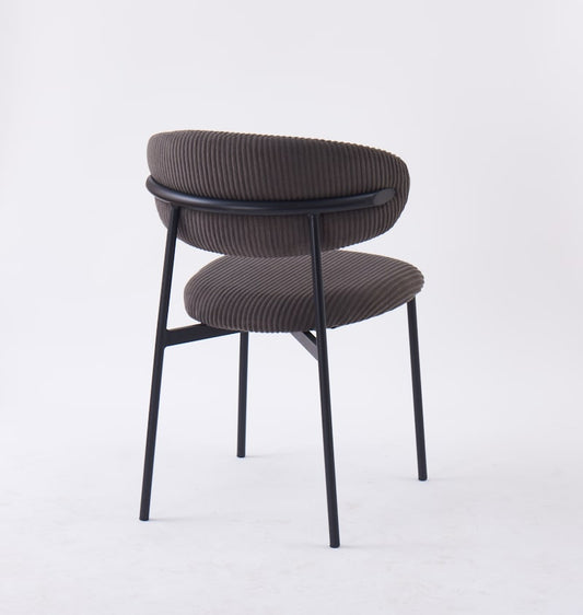 CHAISE LULU PIEDS METAL NOIR COTELE GRIS