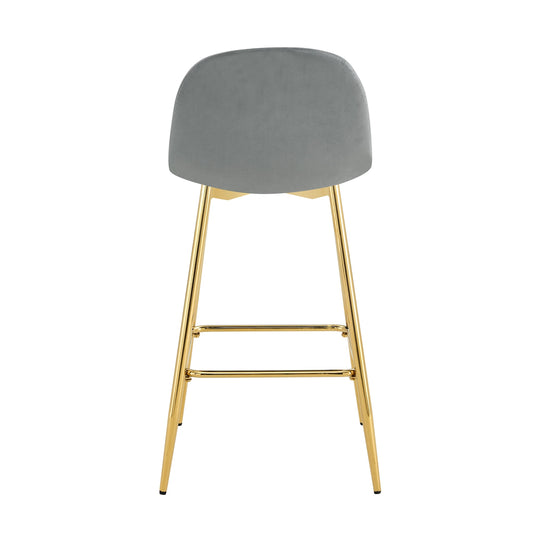 TABOURET DE BAR SCANDINAVE PIED GOLD VELOURS GRIS
