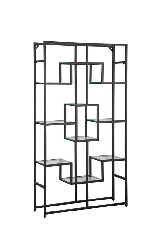 ETAGERE RICHMONT METAL NOIR TRANSPARENT 100x30x180CM