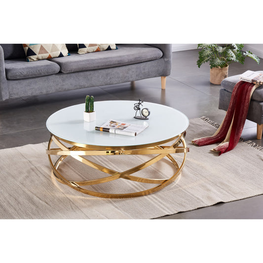 TABLE BASSE EVOL GOLD ULTRA BLANC 100 CM