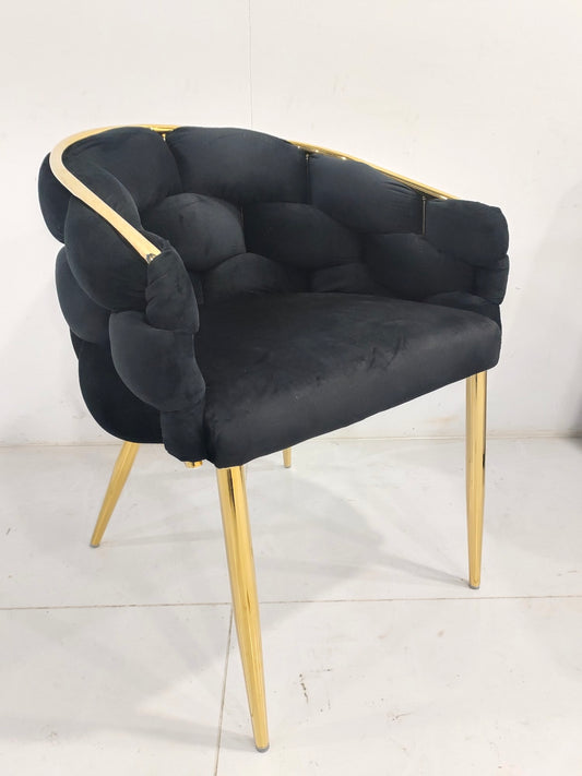 CHAISE BALLON GOLD VELOURS NOIR