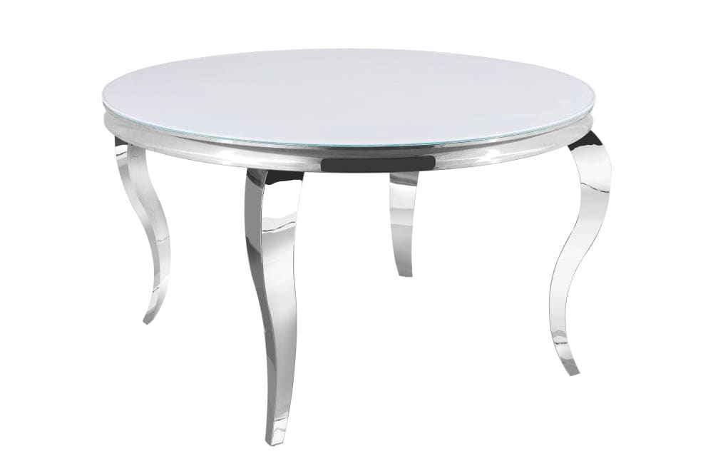 Table à manger ronde BAROQUE chrome 130x75 cm