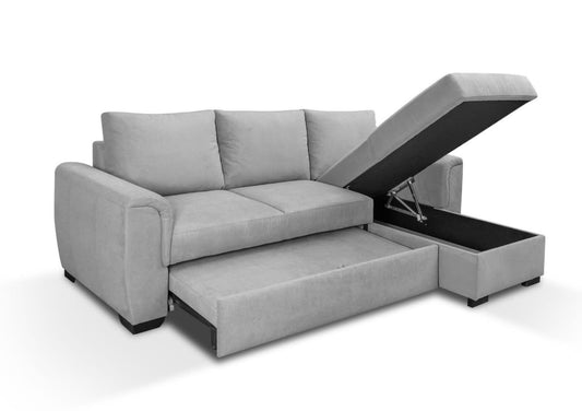 CANAPE AMALFI CONVERTIBLE ANGLE REVERSIBLE TISSUS GRIS WATERPROOF 238X155CM