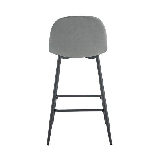 TABOURET DE BAR SCANDINAVE METAL NOIR VELOURS GRIS