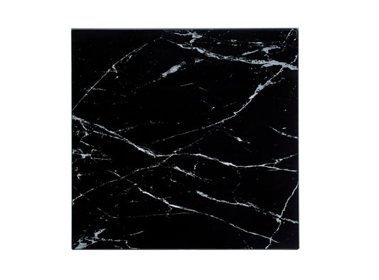 TABLE BASSE ALINA GOLD VERRE MARBRE NOIR 80X80X45cm