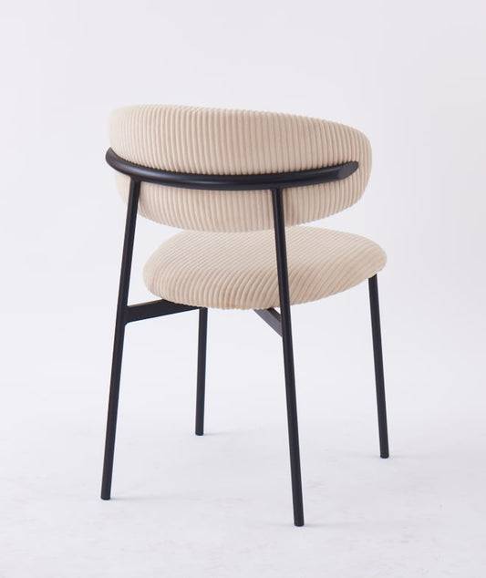 CHAISE LULU PIEDS METAL NOIR COTELE BEIGE