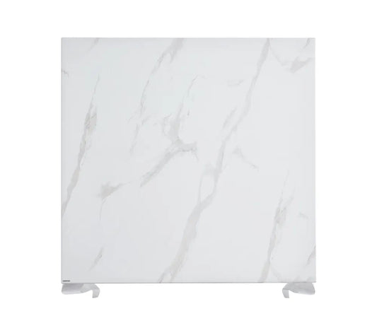 Table à manger Carré BAROQUE Chrome Marbre Blanc 140x140 cm