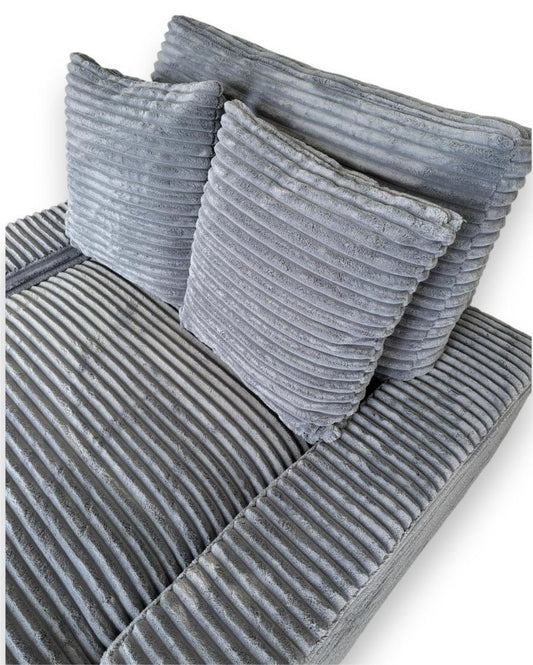 CANAPE CELIA MOELLEUX EN TISSU COTELE EPAIS ANTHRACITE 180x135cm