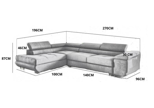 CANAPE TOULOUSE ANGLE DROIT CONVERTIBLE VELOURS BLEU SILVER 275x205cm