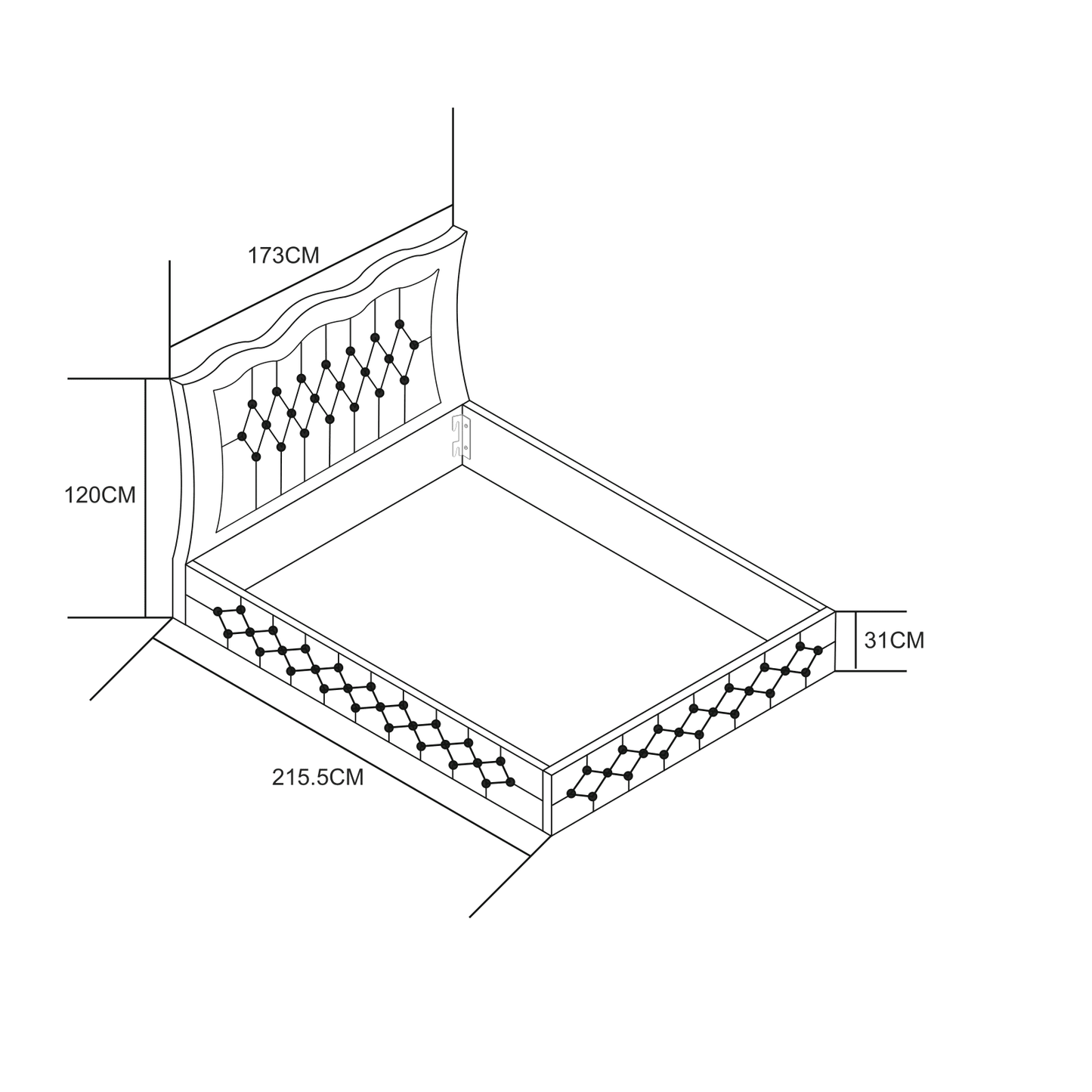 CADRE DE LIT TREND 160x200cm VELOURS GRIS VENDU SANS SOMMIER