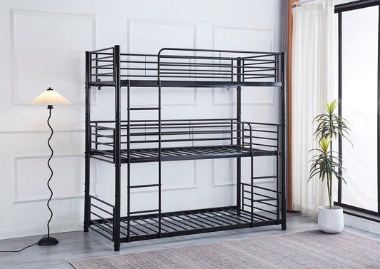 LIT SUPERPOSÉ TRIO EN METAL NOIR 1 PLACE 90x190 cm