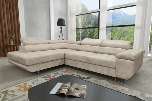 CANAPE TOULOUSE ANGLE GAUCHE BEIGE CHAMPAGNE 275x205cm
