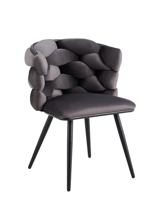CHAISE LOLIPOP PIED METAL NOIR VELOURS ANTHRACITE