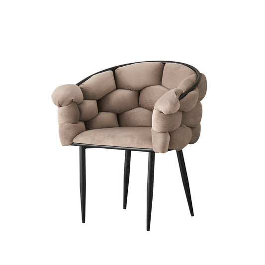 CHAISE BALLON METAL NOIR TAUPE