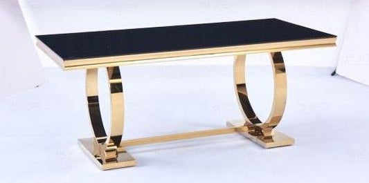 TABLE REPAS OMEGA GOLD NOIR 180X90CM