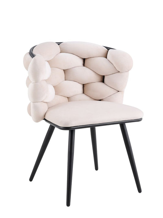 CHAISE LOLIPOP PIED METAL NOIR VELOURS BEIGE
