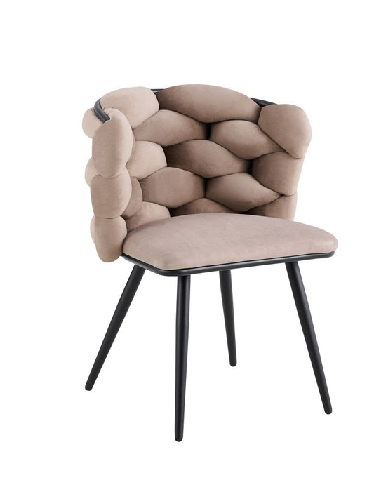 CHAISE LOLIPOP PIED METAL NOIR VELOURS TAUPE