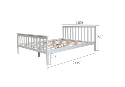 LIT BATNA EN BOIS BLANC 140x190cm