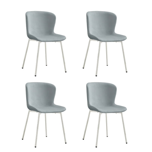 Lot de 4 chaises ELEN chrome velours