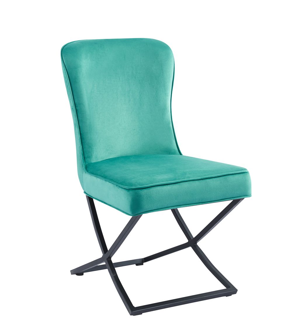 Lot de 4 chaises GABRIELLE Métal noir Velours Capitonné