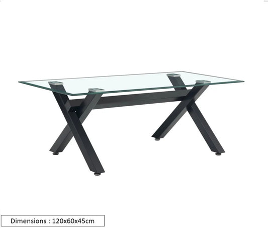 TABLE BASSE IXE METAL TRANSPARENT 120x60x45cm