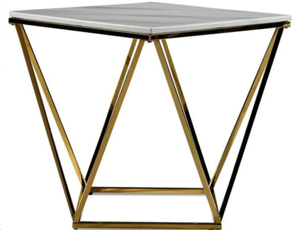 BOUT DE CANAPE ALINA GOLD MARBRE BLANC 50x50 cm