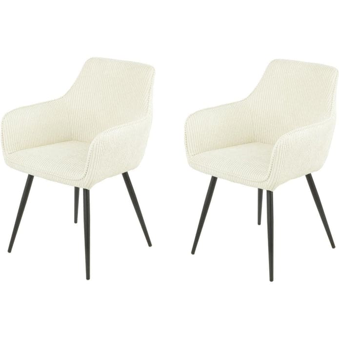 Lot de 2 chaises COLORADO assise velours c?telé et pieds métal