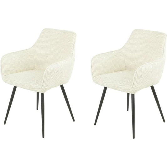 Lot de 2 chaises COLORADO assise velours c?telé et pieds métal