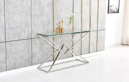 CONSOLE PYRAMIDE CHROME TRANSPARENT 120x40x78 cm