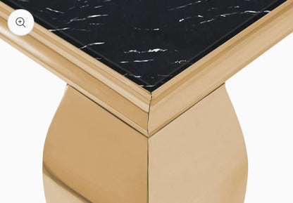 TABLE BASSE BAROQUE CARREE GOLD MARBRE NOIR 100x100x45cm