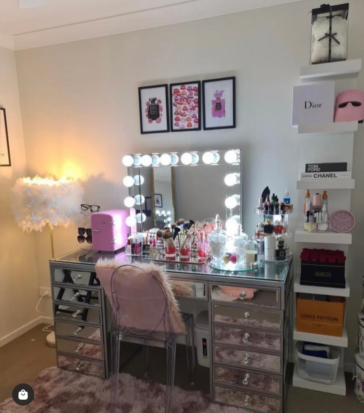 ENSEMBLE COIFFEUSE MIROIR + MIROIR BLUETOOTH AVEC LED
