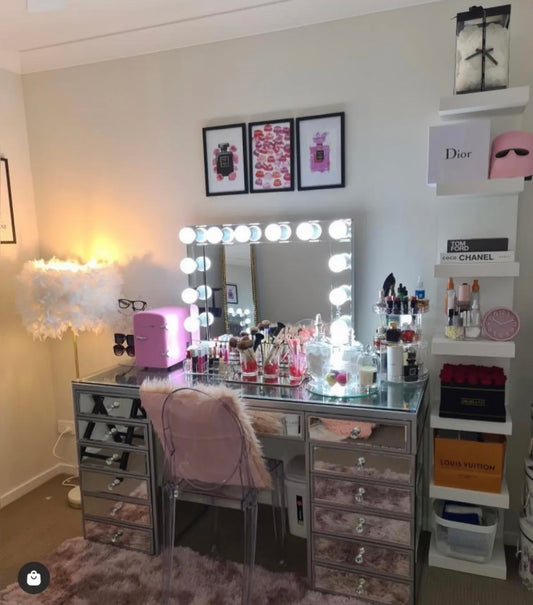 ENSEMBLE COIFFEUSE MIROIR + MIROIR BLUETOOTH AVEC LED
