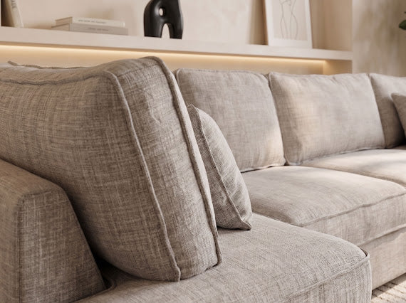 Canapé panoramique Brussel beige tissu Marbella