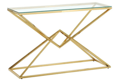 CONSOLE PYRAMIDE GOLD TRANSPARENT 120x40x78 cm