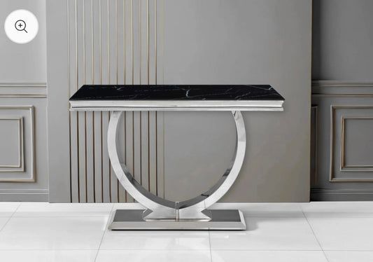 CONSOLE OMEGA CHROME MARBRE NOIR 120X40X78CM