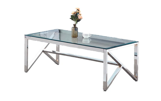 TABLE BASSE MAJESTIQUE CHROME TRANSPARENT 120x60x45 cm