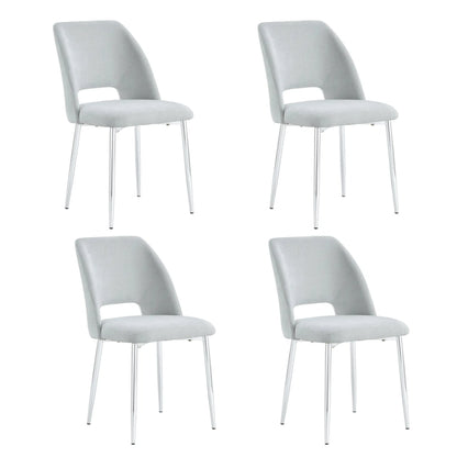 Lot de 4 chaises AVA Chrome Tissu Serge Gris