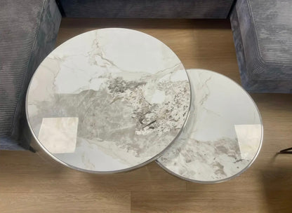 TABLE BASSE MIAMI CHROME MARBRE BLANC