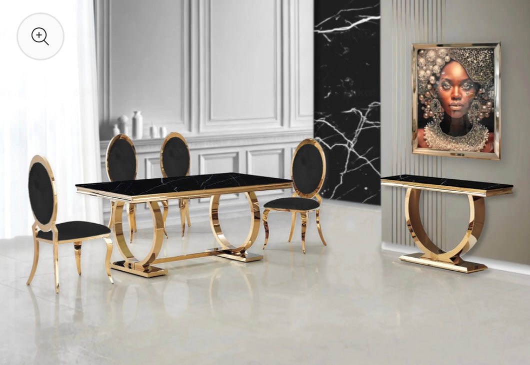 CONSOLE OMEGA GOLD MARBRE NOIR 120X40X78CM
