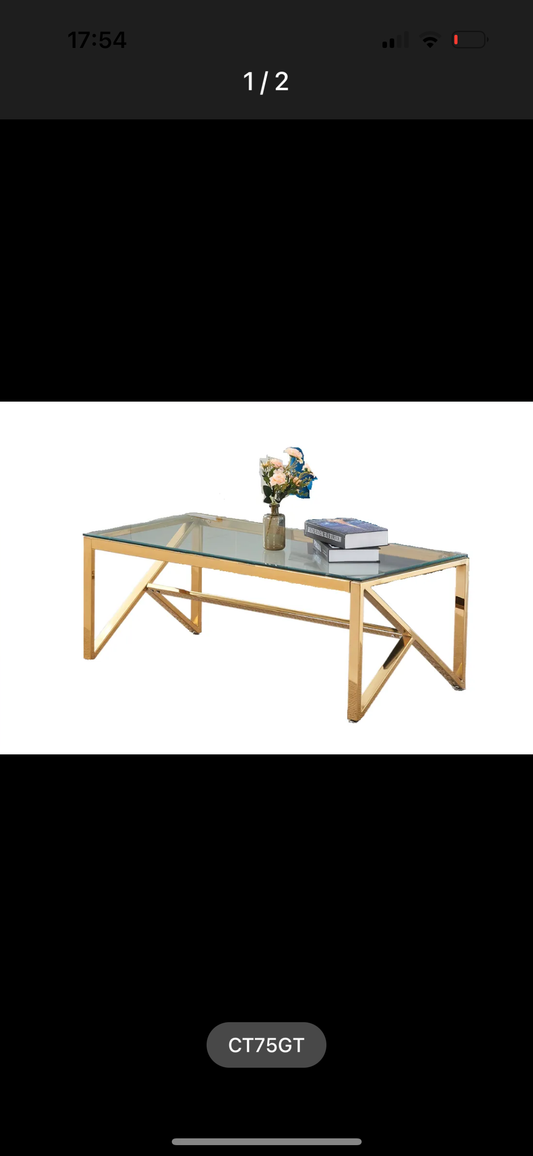 TABLE BASSE MAJESTIQUE GOLD TRANSPARENT 120x60x45 cm